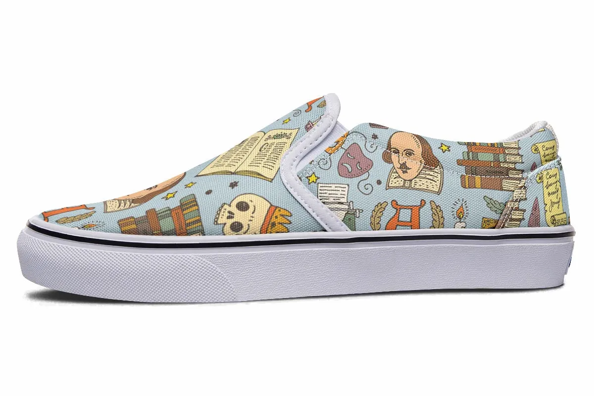Literature Pattern Slip-On Shoes