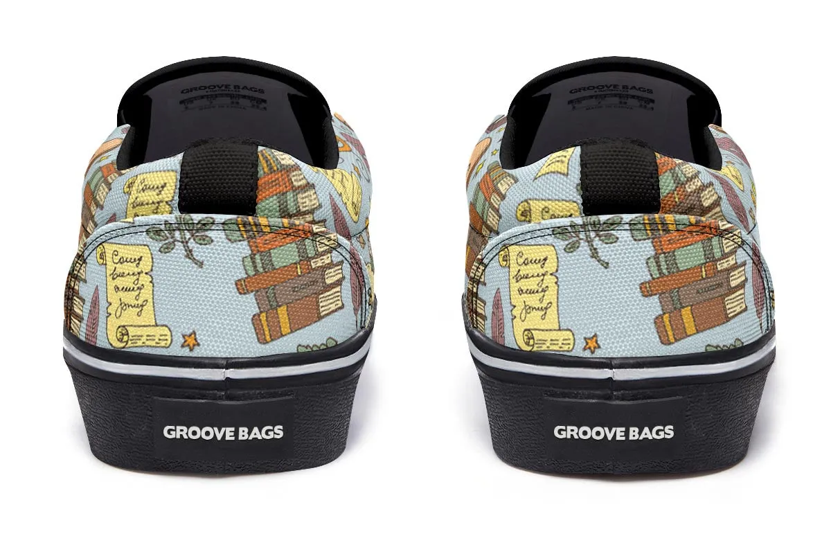 Literature Pattern Slip-On Shoes