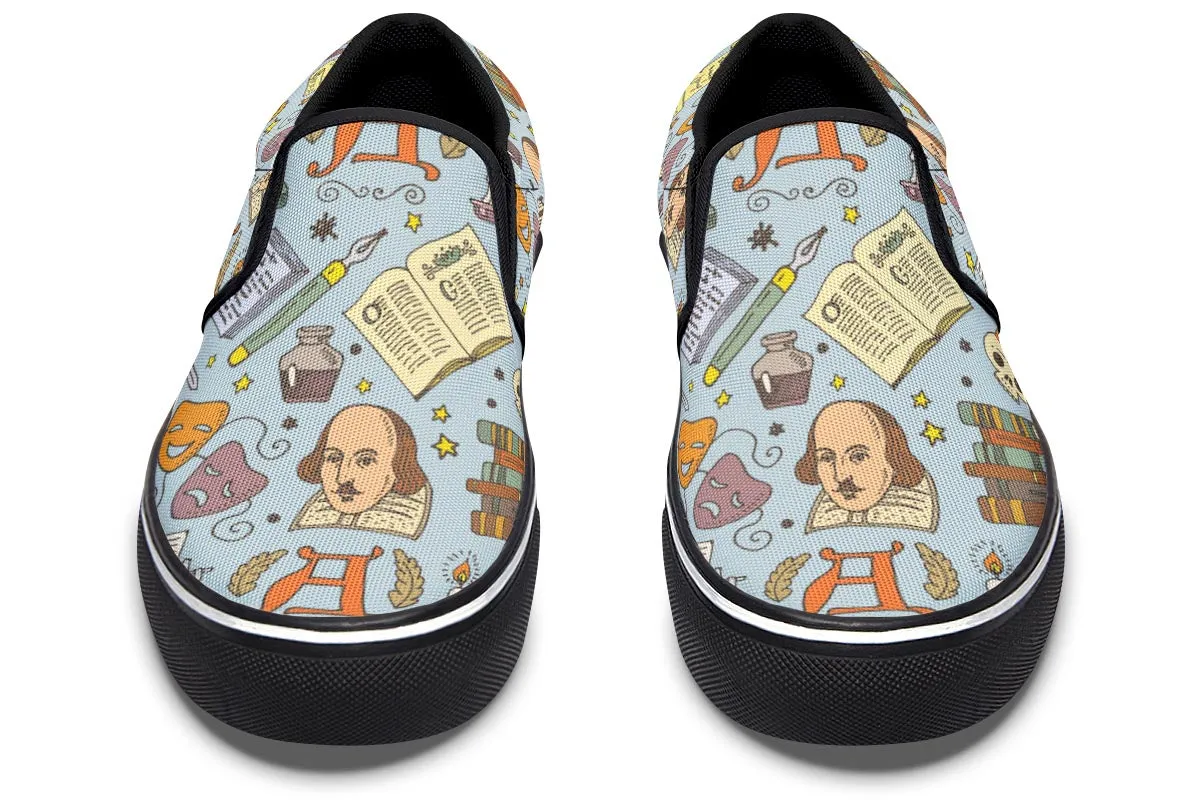 Literature Pattern Slip-On Shoes