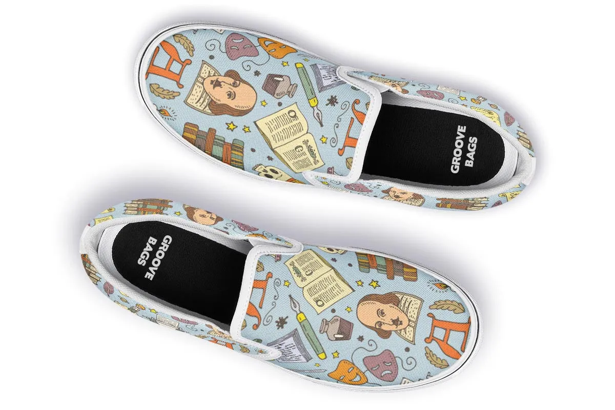 Literature Pattern Slip-On Shoes