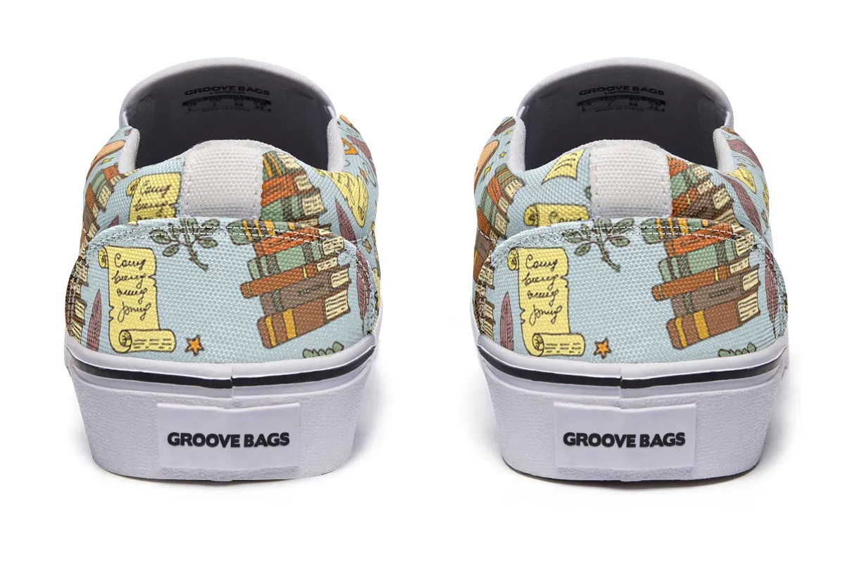 Literature Pattern Slip-On Shoes