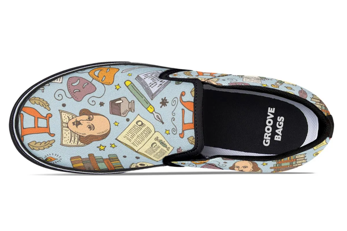 Literature Pattern Slip-On Shoes