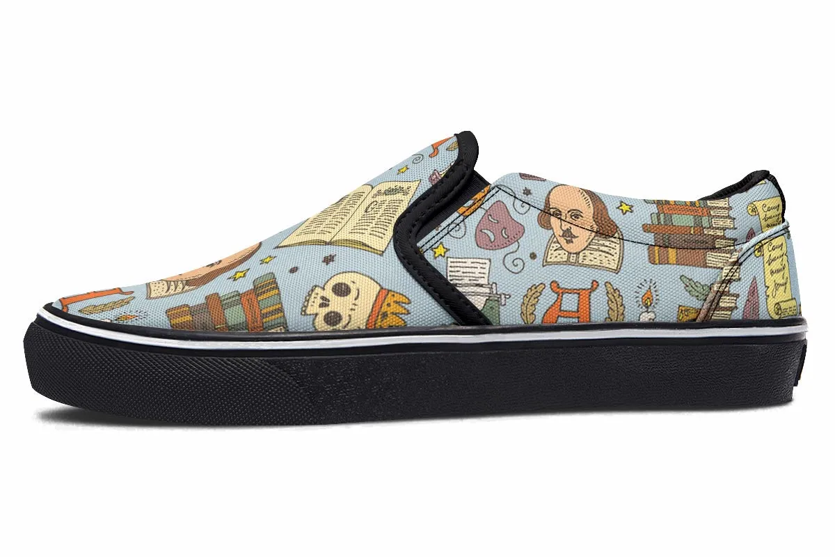 Literature Pattern Slip-On Shoes