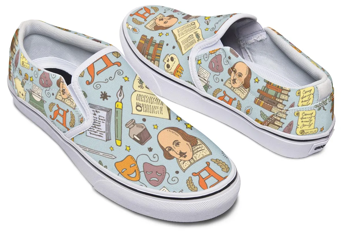 Literature Pattern Slip-On Shoes