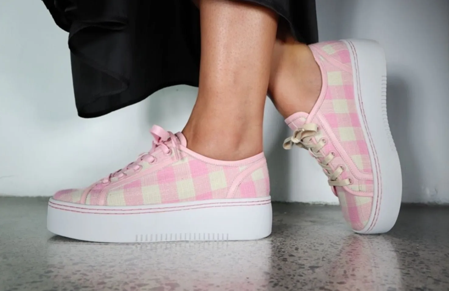 Lizzie Pink TartanPlatform Sneaker