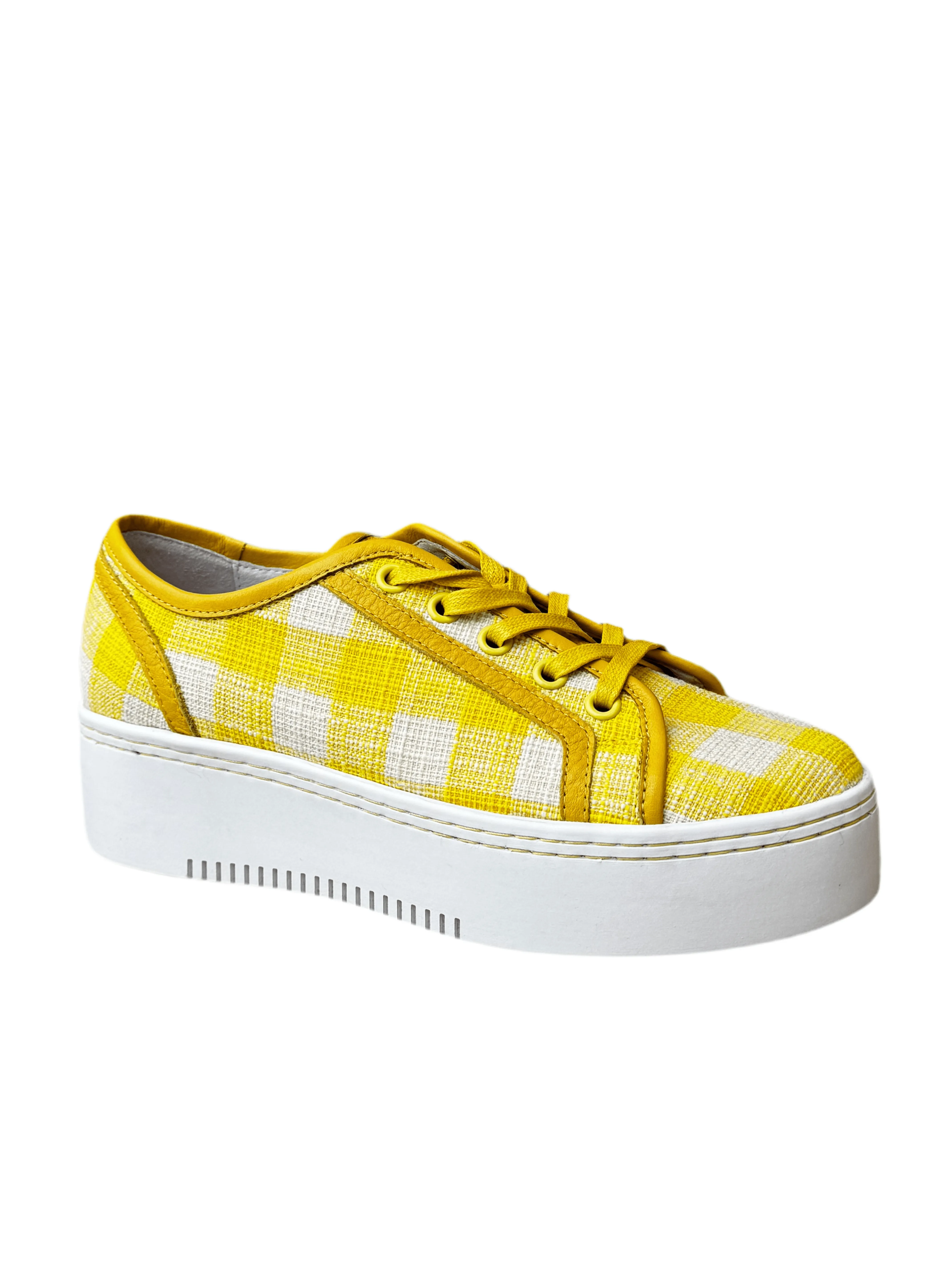 Lizzie Yellow Tartan Platform Sneaker