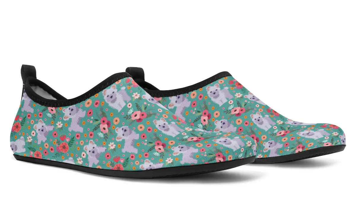 Maltese Flower Aqua Barefoot Shoes