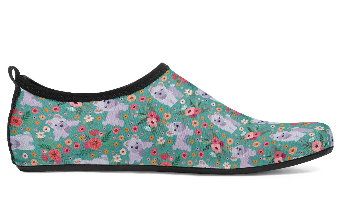 Maltese Flower Aqua Barefoot Shoes