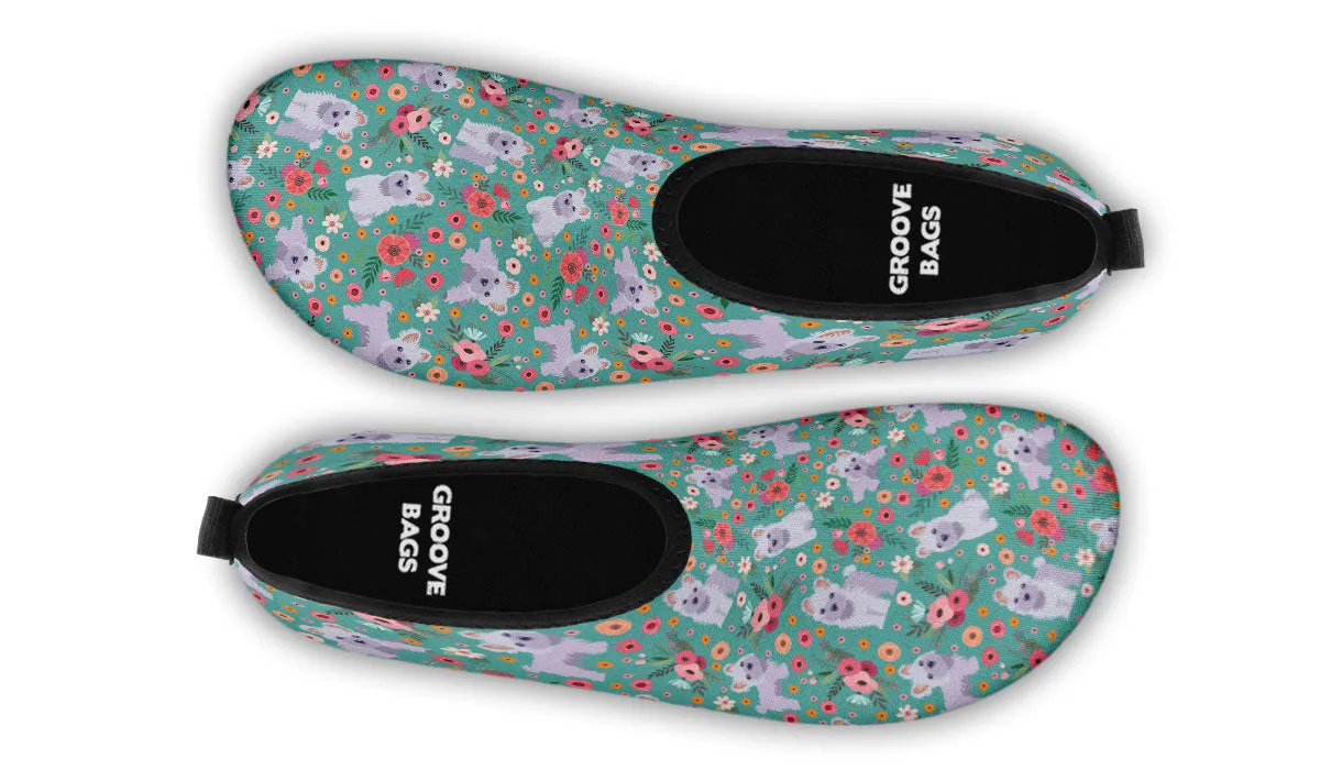 Maltese Flower Aqua Barefoot Shoes