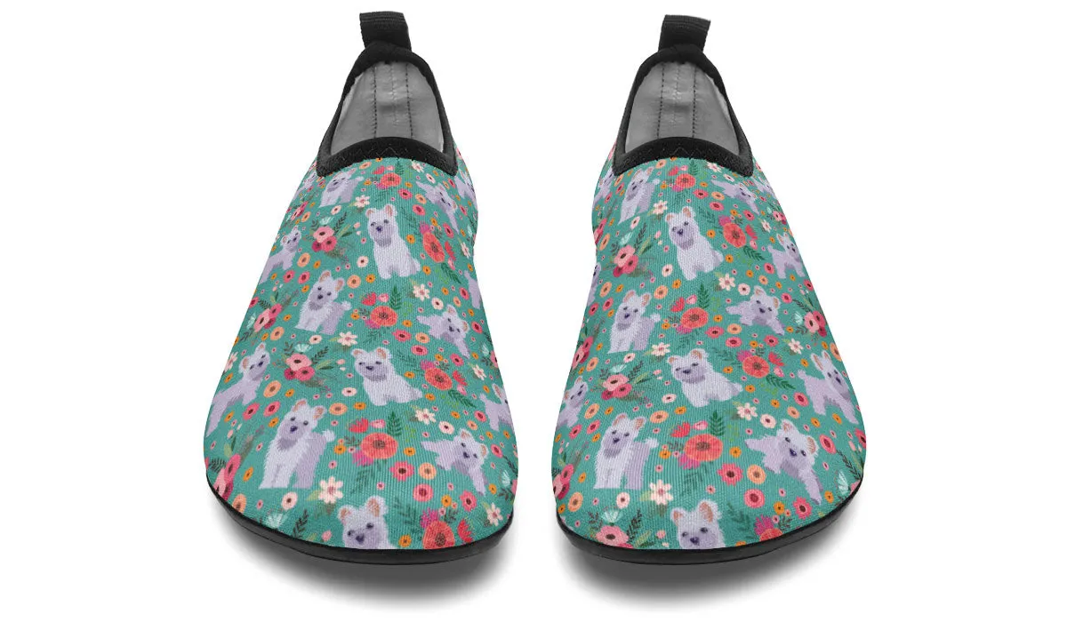 Maltese Flower Aqua Barefoot Shoes