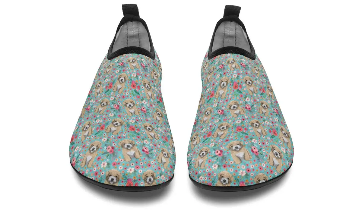 Maltipoo Flower Aqua Barefoot Shoes
