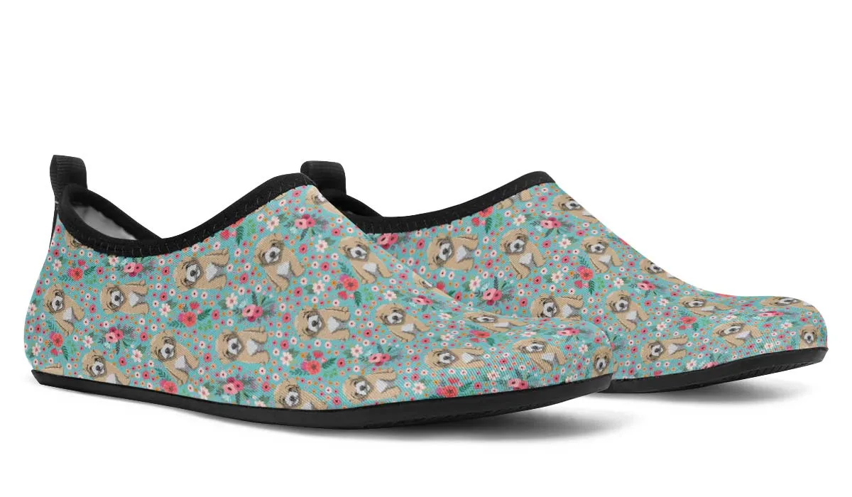 Maltipoo Flower Aqua Barefoot Shoes