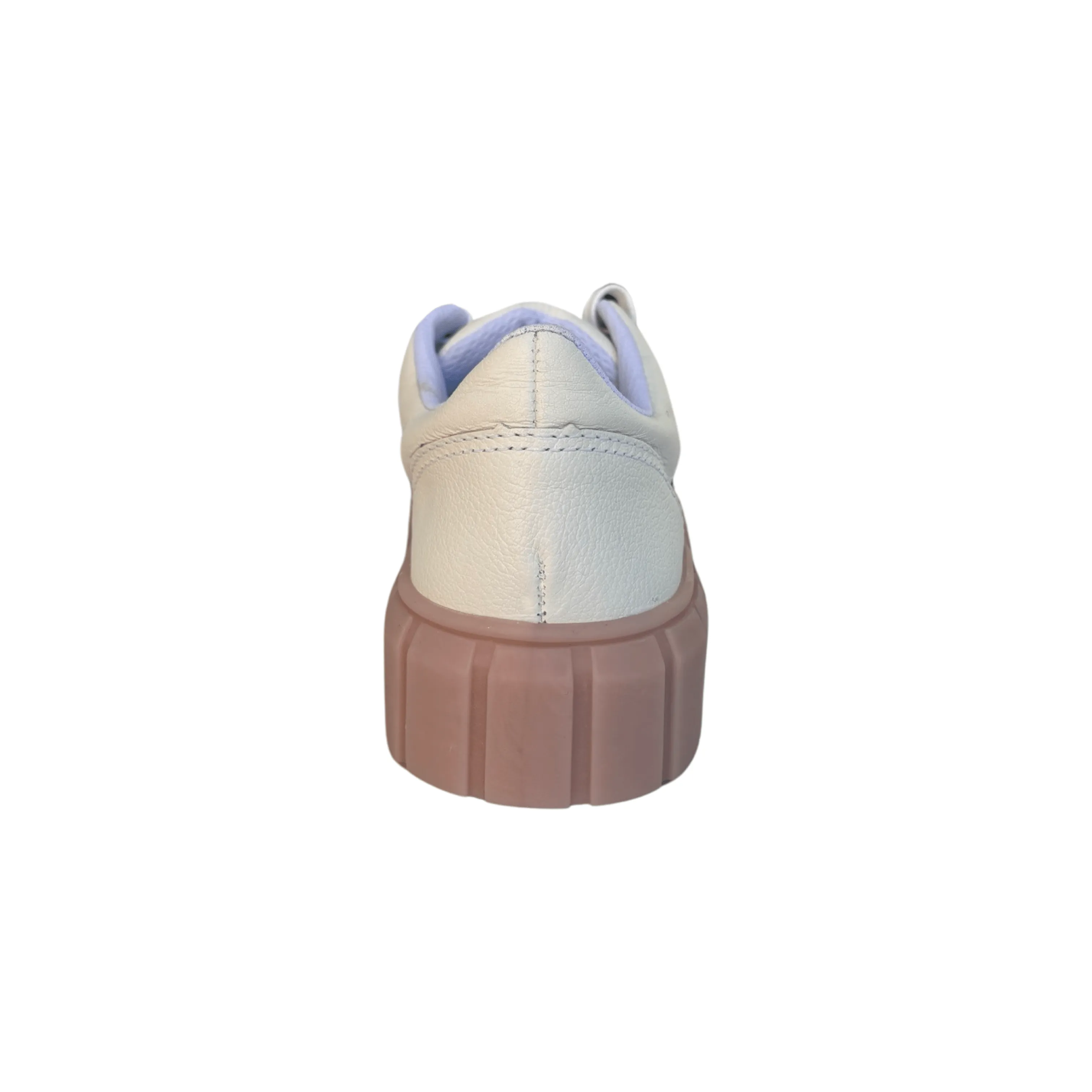Manten White Leather Runner with natural sole
