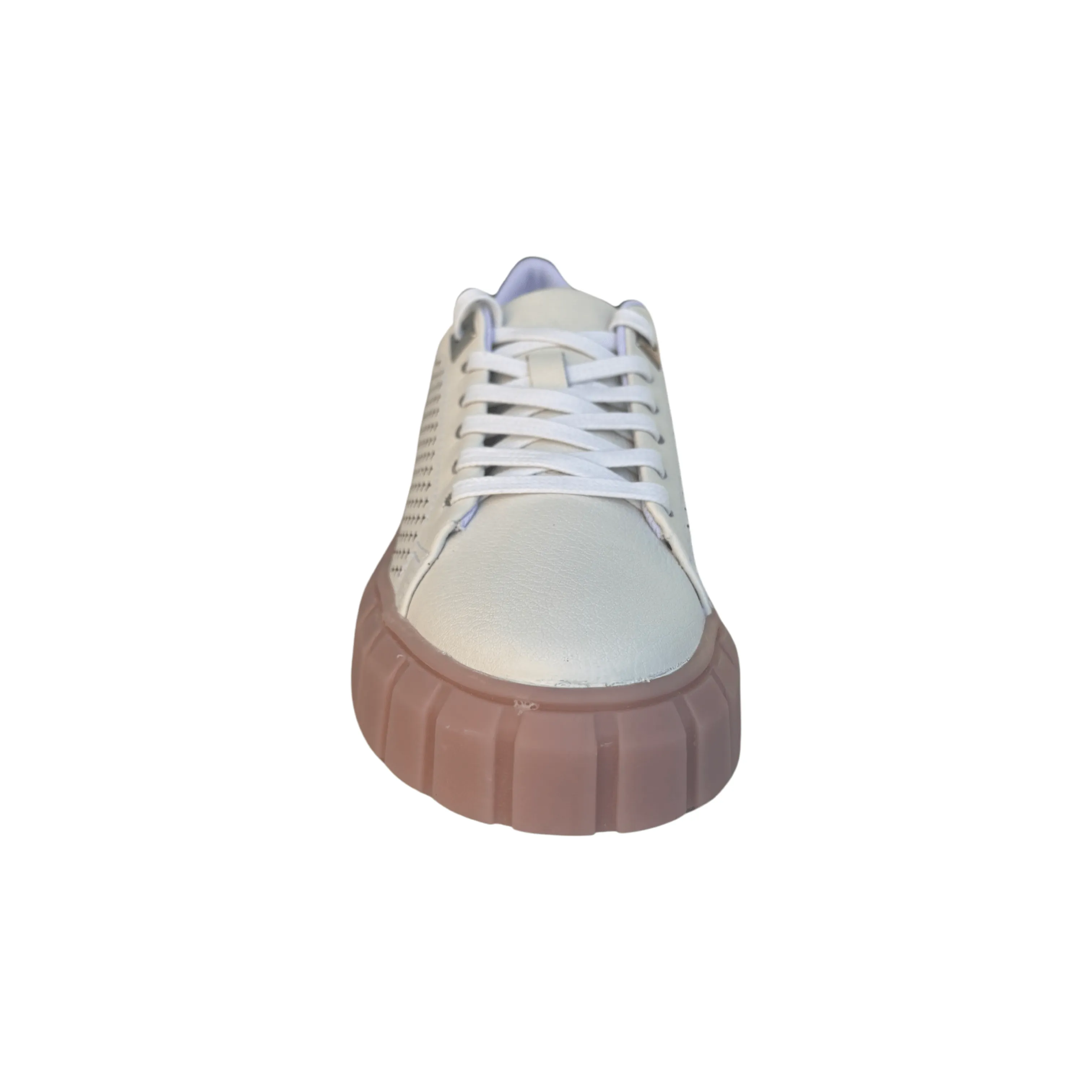 Manten White Leather Runner with natural sole