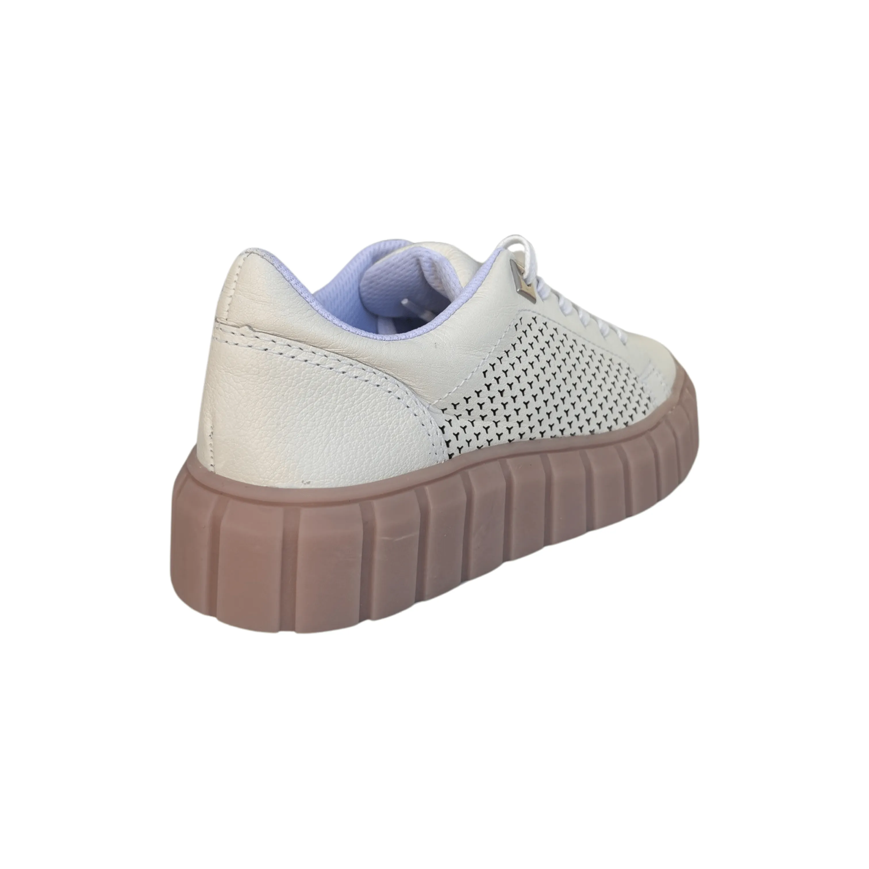 Manten White Leather Runner with natural sole