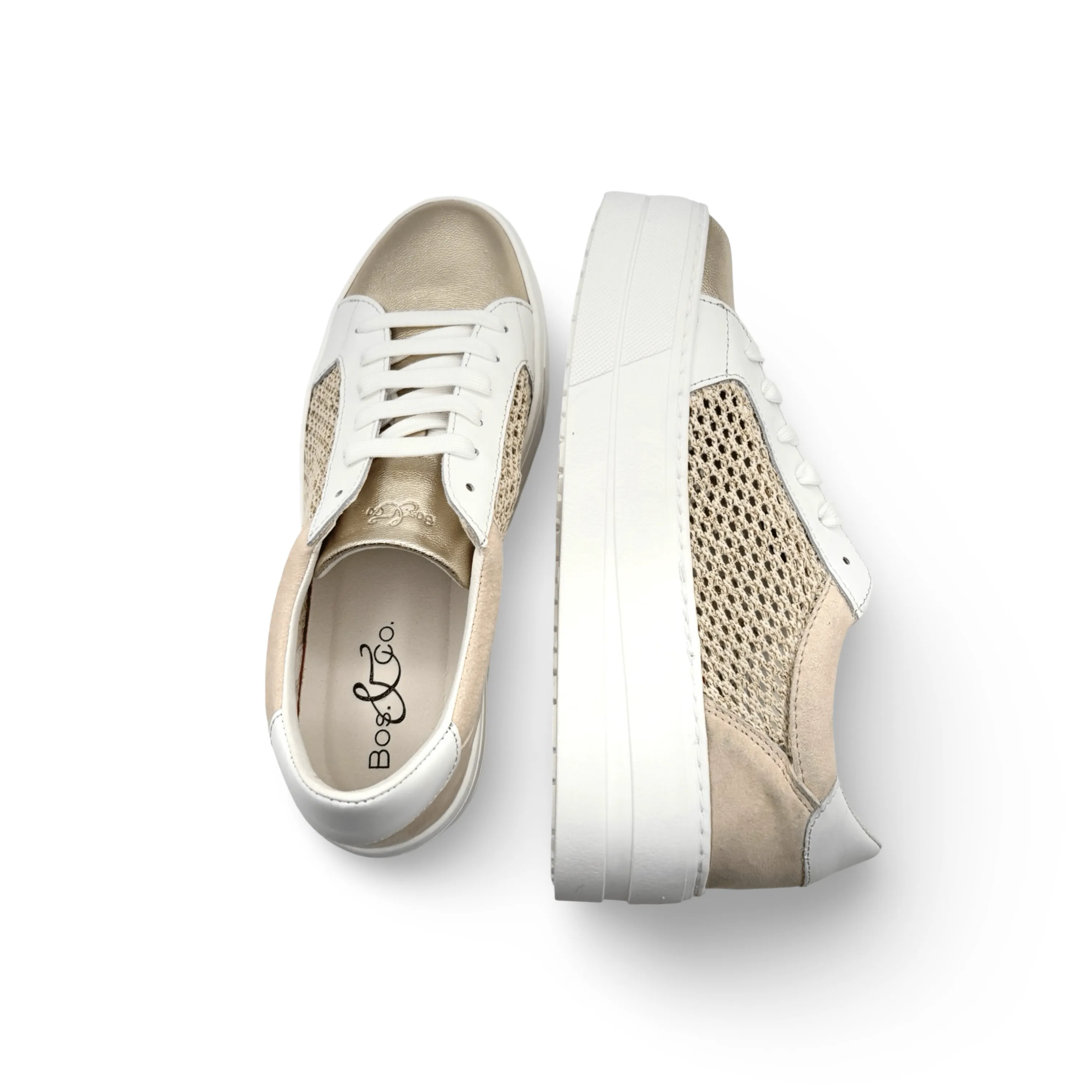 Marlo Gold/White Platform Trainer