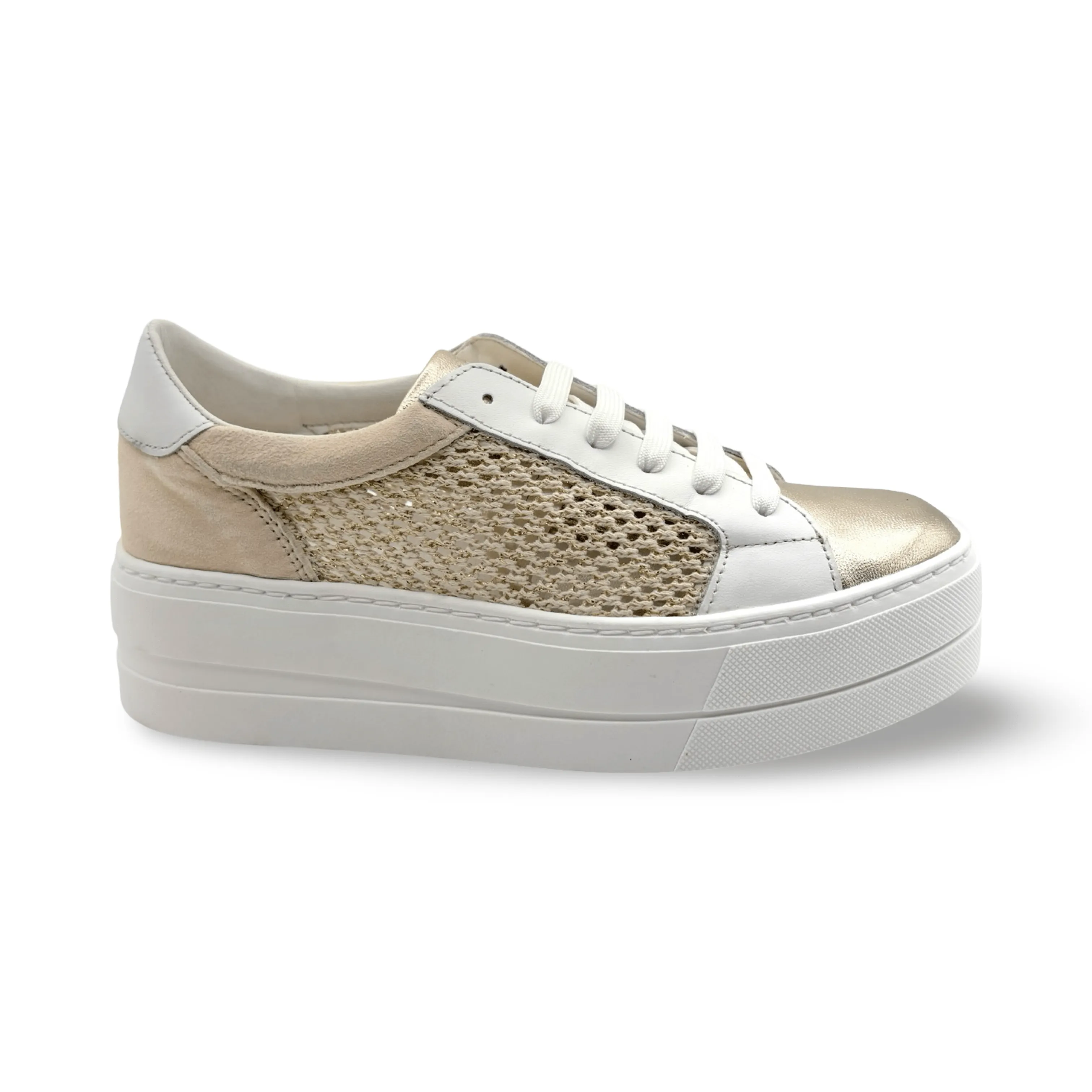 Marlo Gold/White Platform Trainer