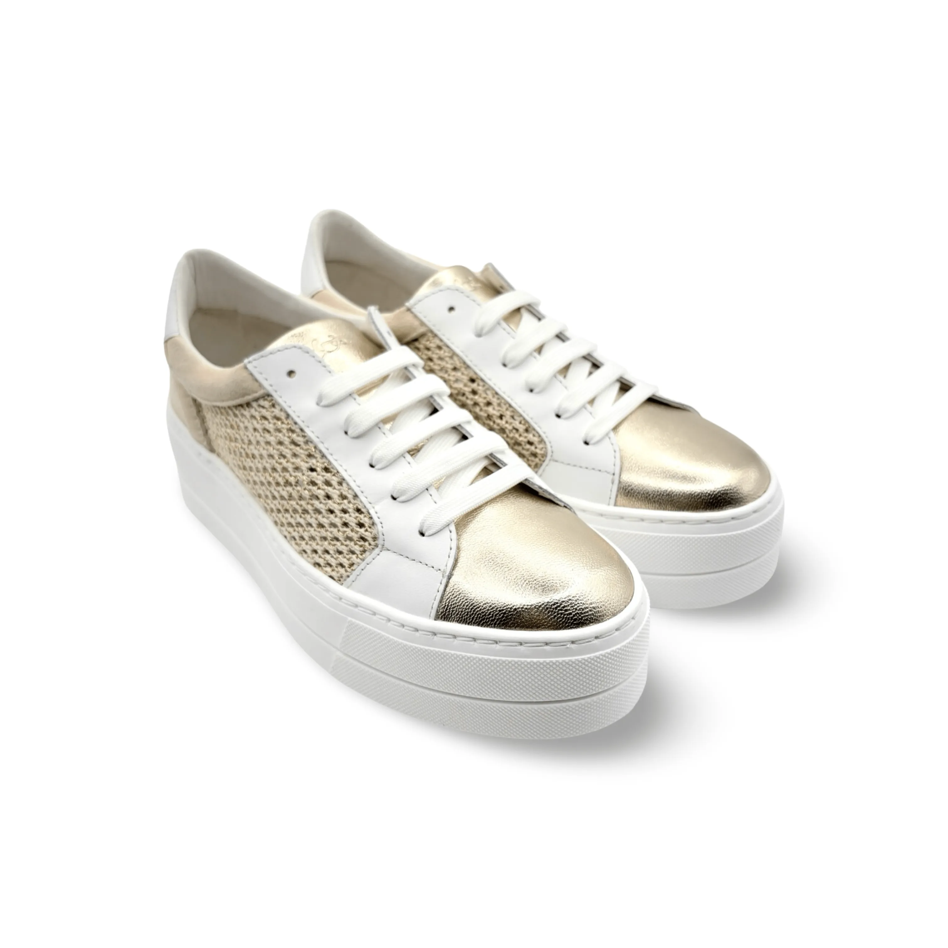 Marlo Gold/White Platform Trainer
