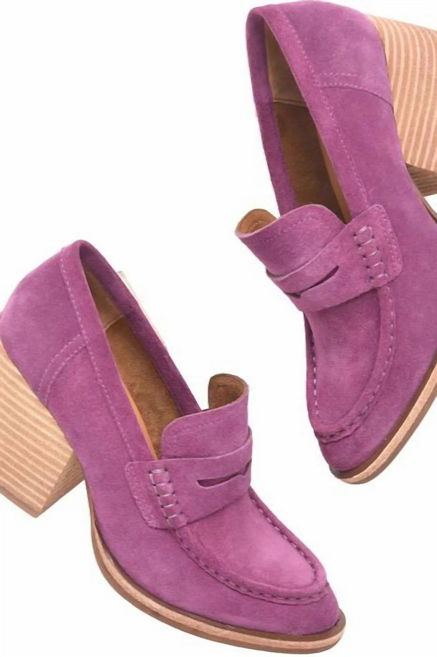 Modeste Suede High-Heeled Loafer In Purple Mulberry