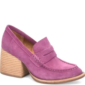 Modeste Suede High-Heeled Loafer In Purple Mulberry
