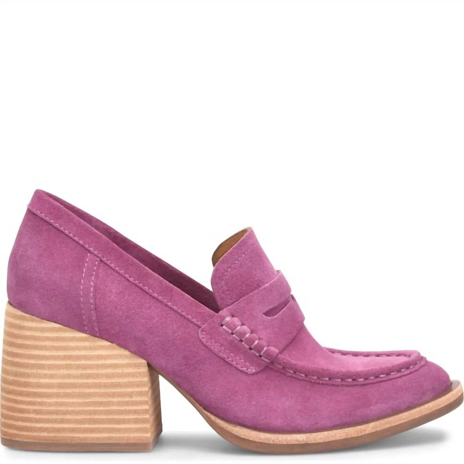 Modeste Suede High-Heeled Loafer In Purple Mulberry
