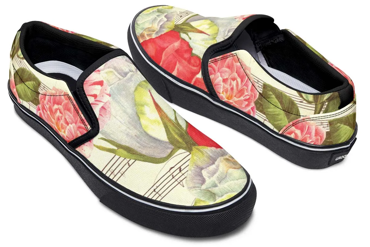 Music Roses Slip-On Shoes
