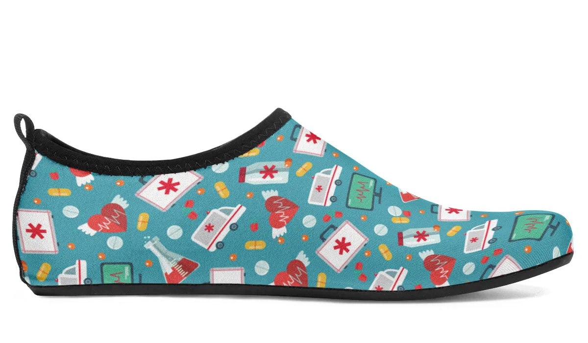 Nurse Pattern Aqua Barefoot Shoes