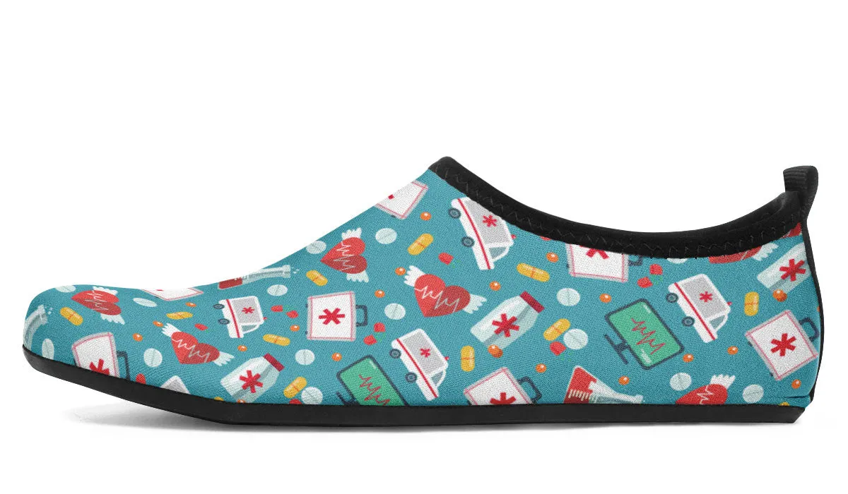 Nurse Pattern Aqua Barefoot Shoes