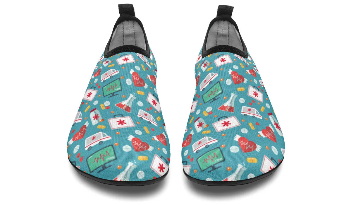 Nurse Pattern Aqua Barefoot Shoes