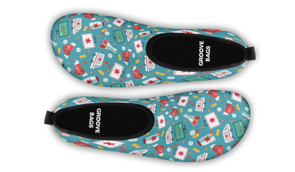 Nurse Pattern Aqua Barefoot Shoes