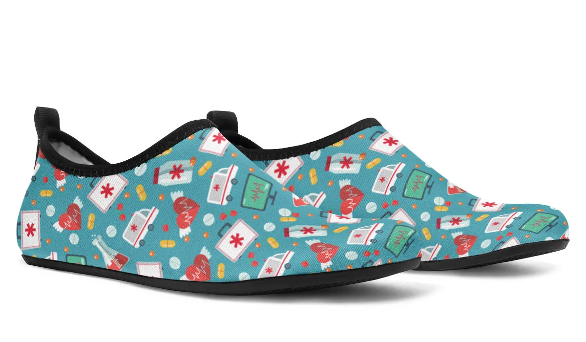 Nurse Pattern Aqua Barefoot Shoes