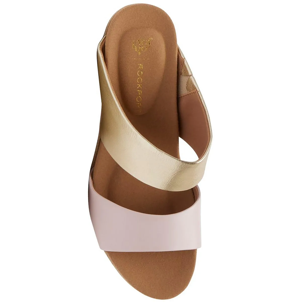 OJ Briah Two Band Womens Leather Slip On Wedge Sandals