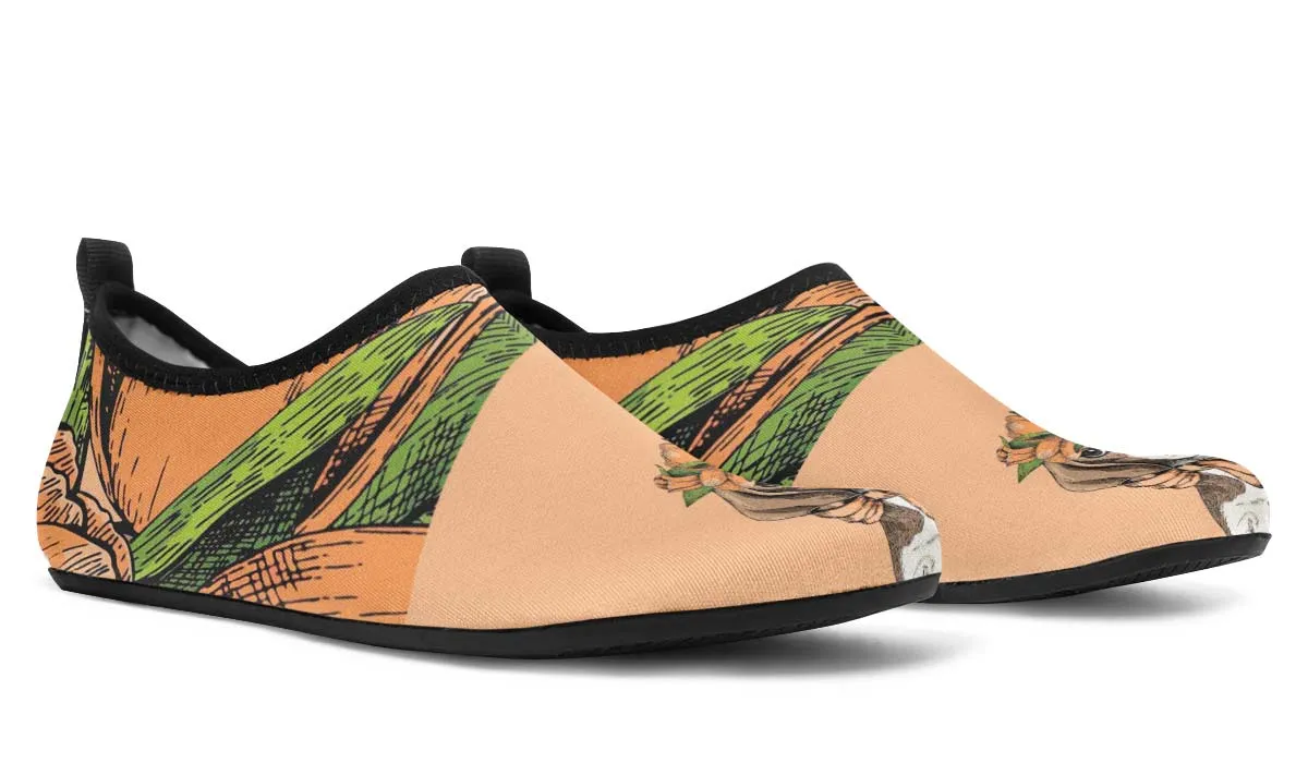Orange Floral Beagle Aqua Barefoot Shoes