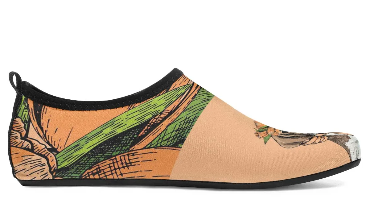 Orange Floral Beagle Aqua Barefoot Shoes