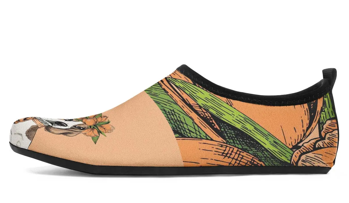 Orange Floral Beagle Aqua Barefoot Shoes