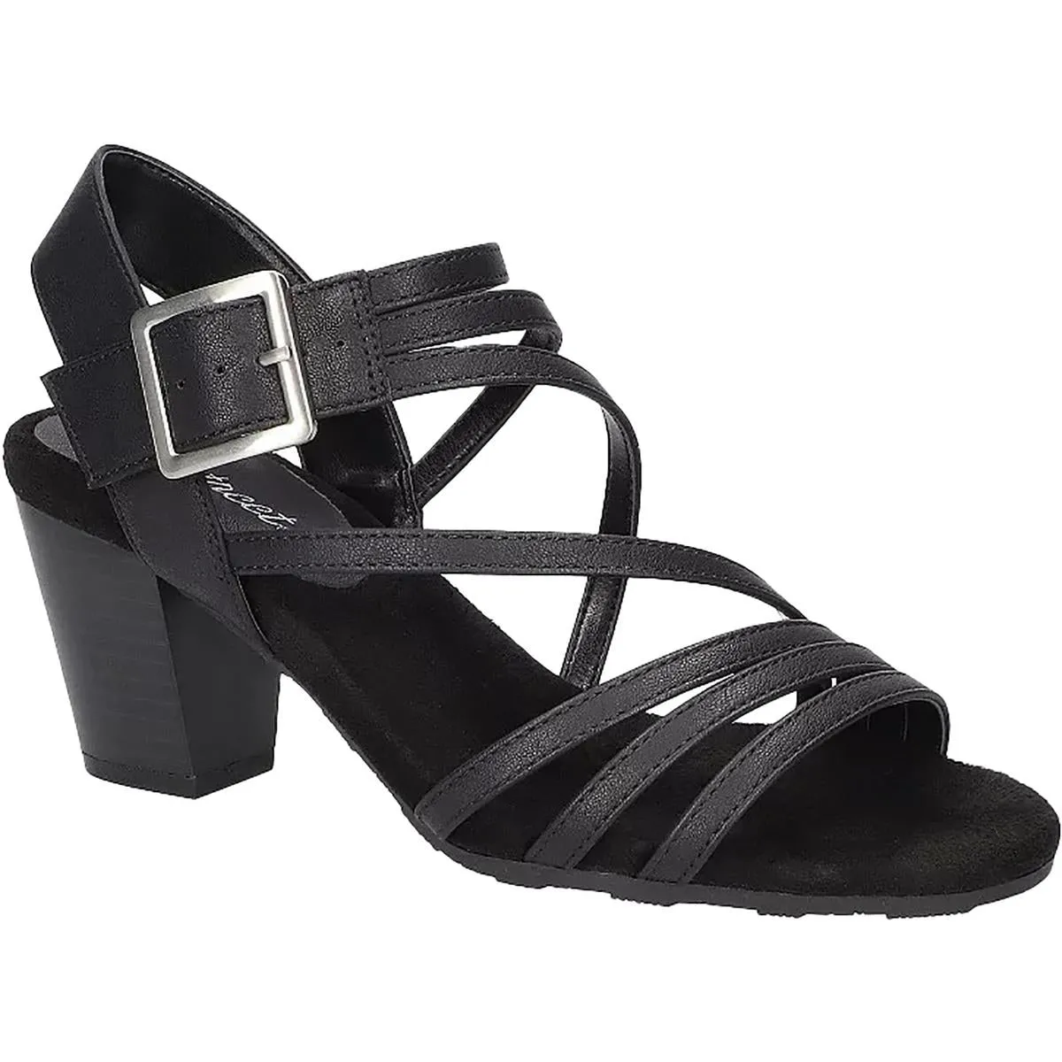 Orien Womens Strappy Faux Leather Block Heel