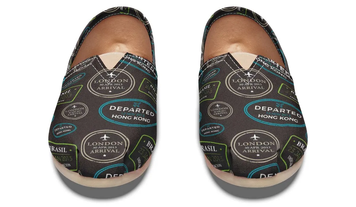 Passport Stamps Pattern Casual Shoes