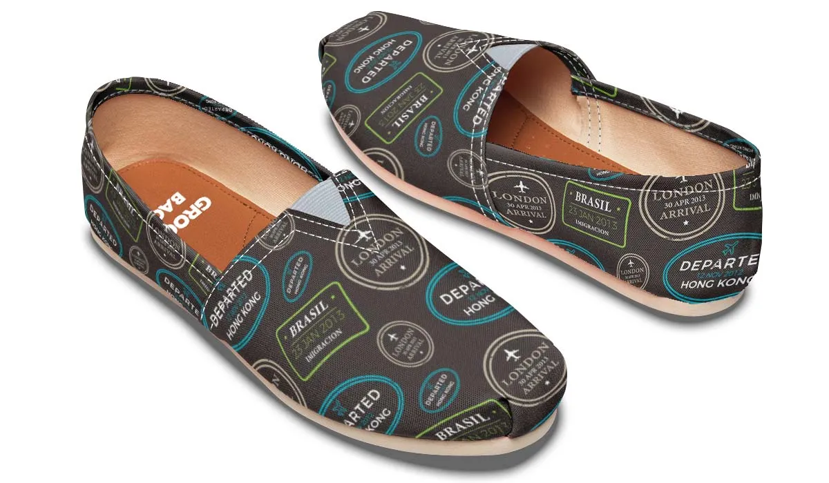 Passport Stamps Pattern Casual Shoes