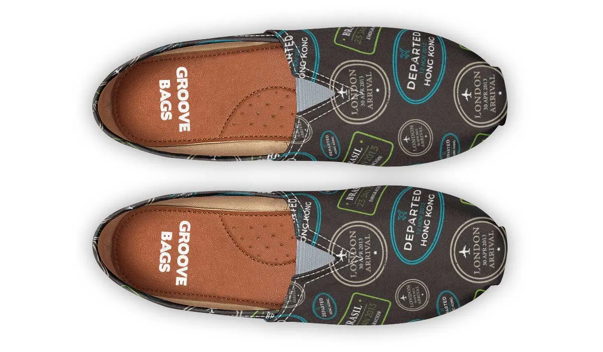 Passport Stamps Pattern Casual Shoes