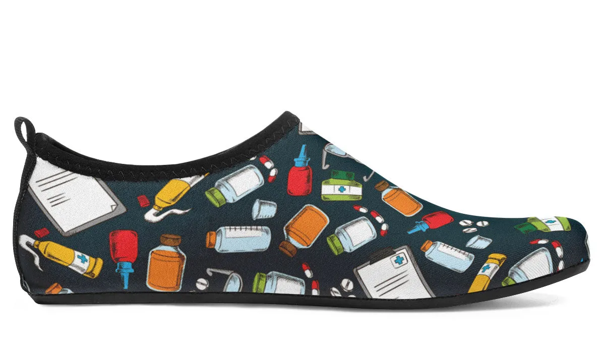 Pharmacist Pattern Aqua Barefoot Shoes