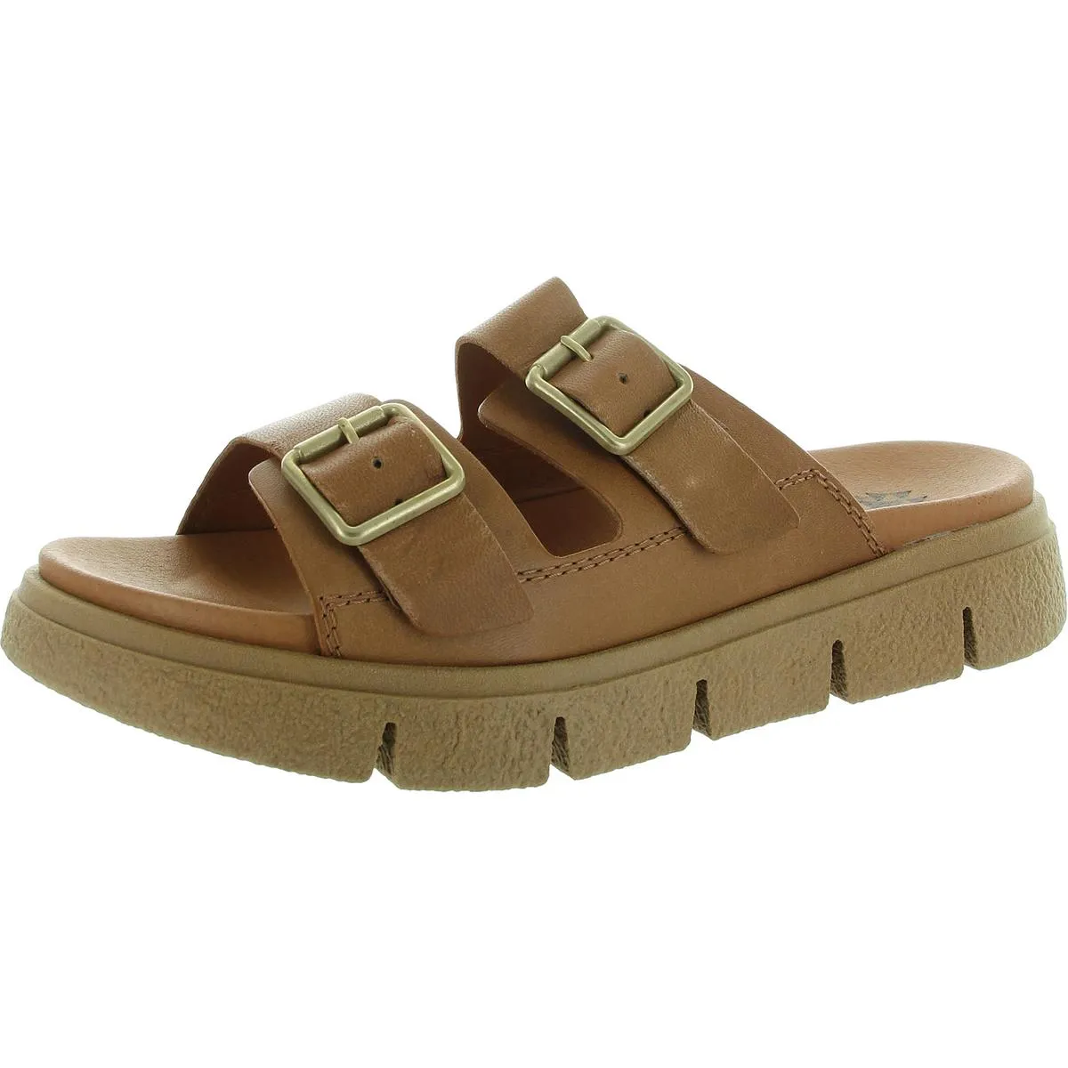 Piera Womens Buckle Leather Slide Sandals