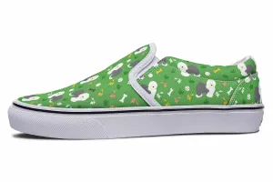 Playful Old English Sheepdog Slip-On Shoes
