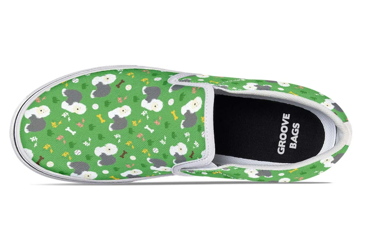 Playful Old English Sheepdog Slip-On Shoes