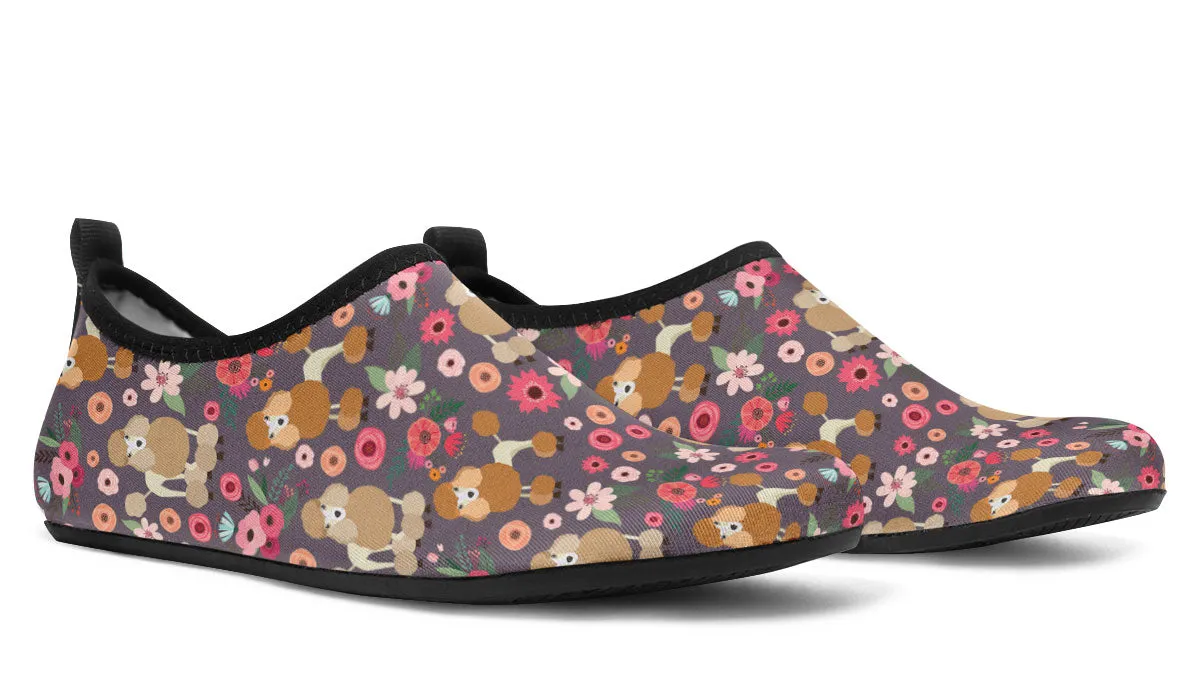 Poodle Flower Aqua Barefoot Shoes