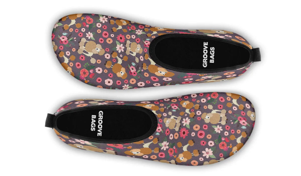 Poodle Flower Aqua Barefoot Shoes