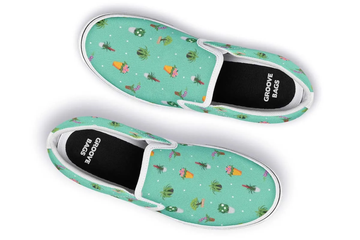 Potted Plant Pattern Slip-On Shoes