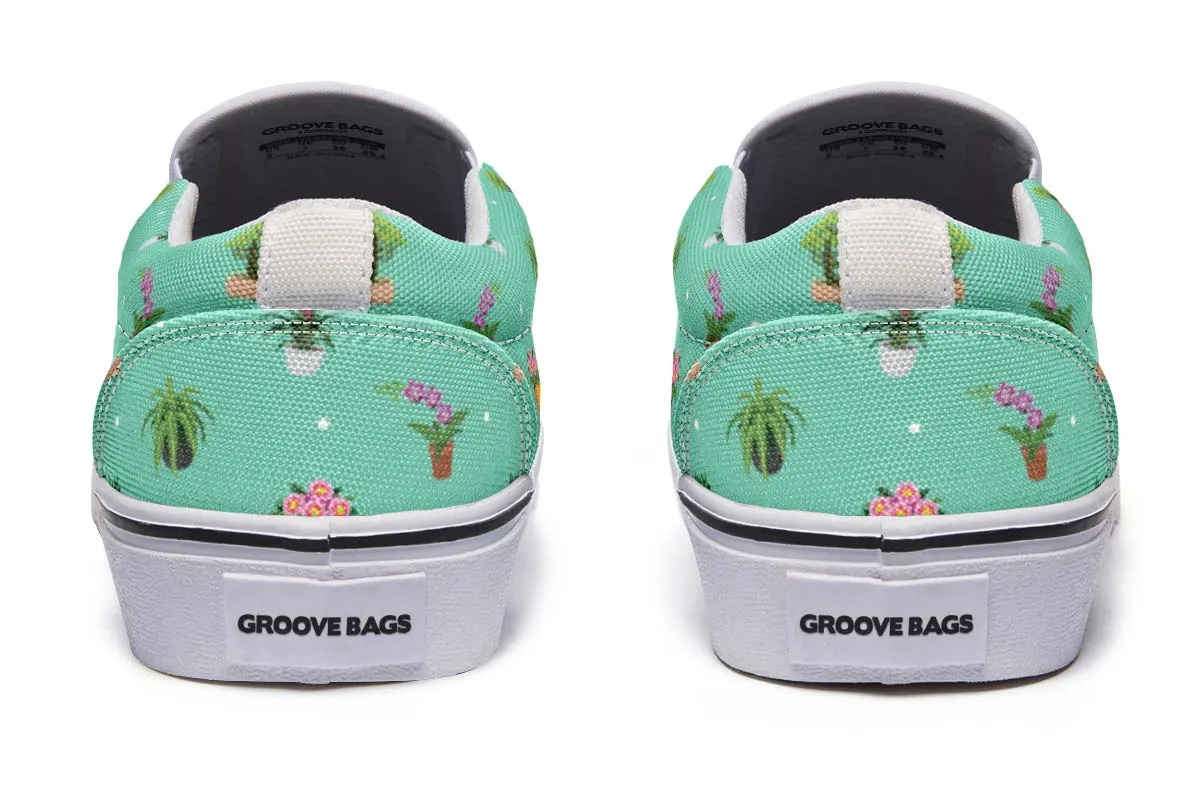 Potted Plant Pattern Slip-On Shoes