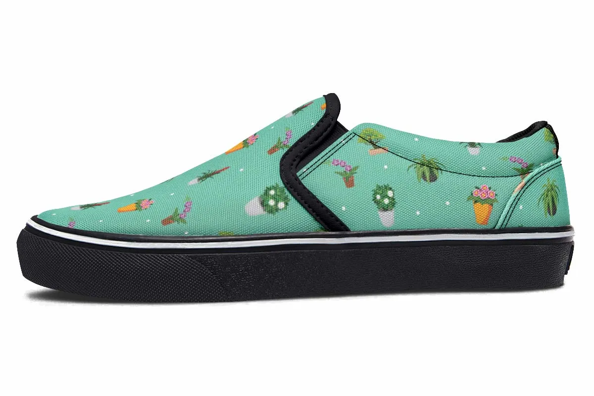 Potted Plant Pattern Slip-On Shoes