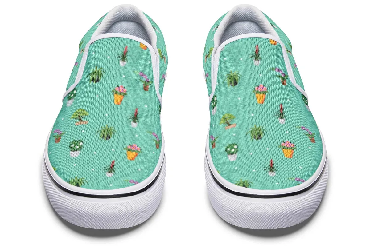 Potted Plant Pattern Slip-On Shoes