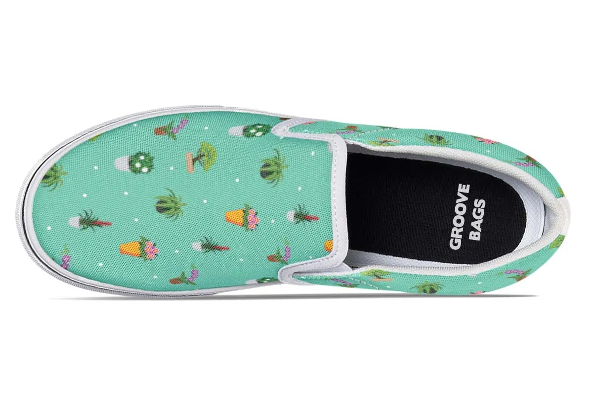 Potted Plant Pattern Slip-On Shoes